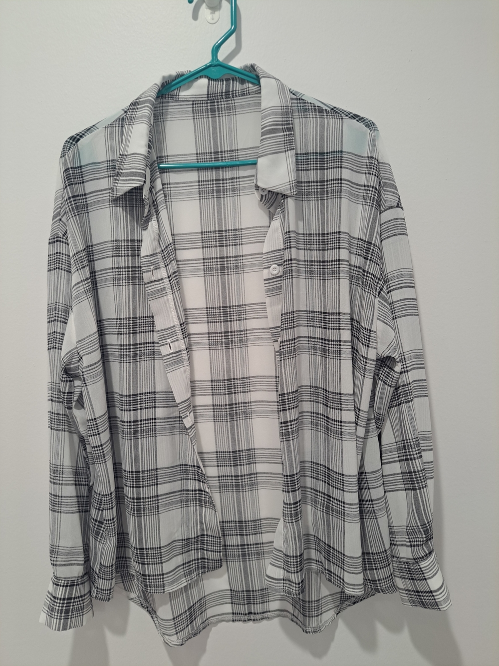 Black & White Plaid Lightweight Button-Up Jacket
